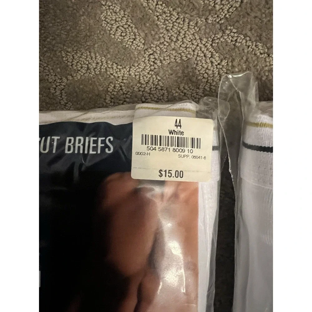 Stafford JC Penney Vintage Men's Size 44 White Full Cut Briefs Underwear 2 Pk I2